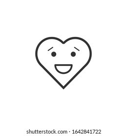 Black contour heart with emotions on a white background. Emoji happy heart