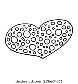 Black Contour Heart Icon with Round Dots. A minimalist geometric heart icon, ideal for adding a touch of elegance and warmth to digital or print designs.
