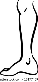 Black contour line illustration of thin leg, minimalistic icon