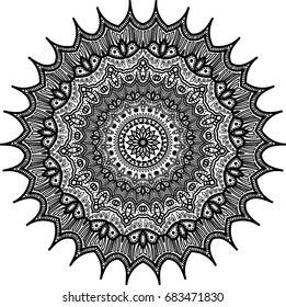 Black contour mandala in vector
