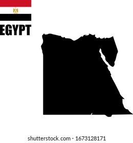 Black contour map of Egypt with national flag