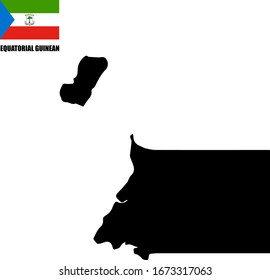 Black contour map of Equatorial Guinea with national flag