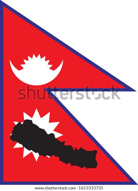 Black Contour Map Nepal On National Stock Vector (Royalty Free