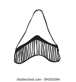 Black contour nautical illustration. Black Ink art work. Hand Drawn boho illustration. Vector shark teeth. Ink drawing