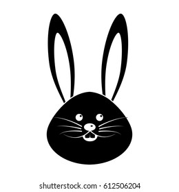 black contour nice face of happy rabbit animal