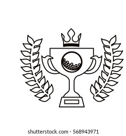 black contour with olive branchs with trophy cup of golf and crown