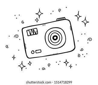 black contour small camera on a white background