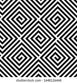 Black contour square maze isolated on white background. Seamless pattern. Vector drawing. Texture.