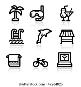 Black contour vacation web icons V2