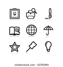 Black contour web icons, set 9