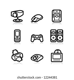 Black contour web icons, set 21