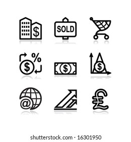 Black contour web icons, set 23
