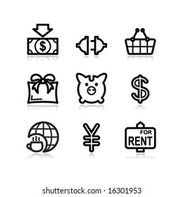Black contour web icons, set 24