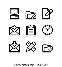 Black contour web icons, set 27