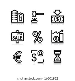 Black contour web icons, set 25