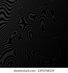 Black contrast abstract poster design with detailed realistic optical interference effect. Illusion of movement for banner, flier, invitation, cover, business card. Vector illustration