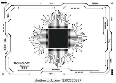 Black control panel abstract modern technology futuristic interface hud ui, Cyberpunk black circuit diagram on white background.