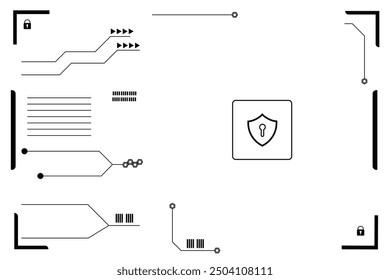 Black control panel abstract modern technology futuristic interface hud ui on white background.	