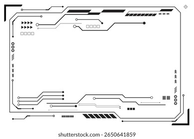 Black control panel abstract modern technology futuristic interface hud ui on white background.
