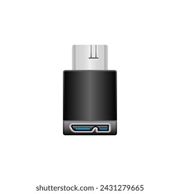 Black conversion adapter _Micro USB Type-B 3.0 Male and female illustration.