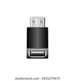 Black conversion adapter _USB Type-A 2.0 female and female illustration.