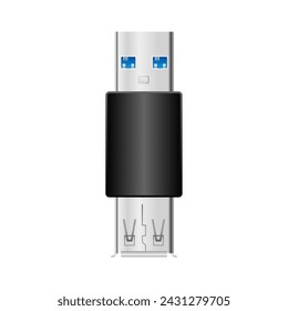 Black conversion adapter _USB Type-A 3.0 Illustration of USB Type-A female.