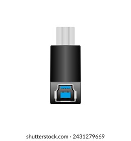 Black conversion adapter _USB Type-B 3.0 (3.1) Illustration of male and female.