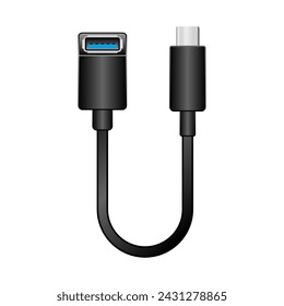 Black conversion cable _USB Type-A 3.0 It is an illustration of USB Type-C from Femalee.