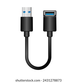 Black conversion cable _USB Type-A 3.0 to USB Type-A 3.0 Female illustration.