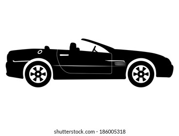 Black Convertible Car Vector Illustration