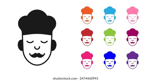 Black Cook icon isolated on white background. Chef symbol. Set icons colorful. Vector
