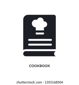 black cookbook isolated vector icon. simple element illustration from hotel and restaurant concept vector icons. cookbook editable logo symbol design on white background. can be use for web and