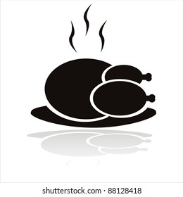 black cooked  turkey icon isolated on white