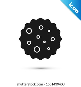 Black Cookie or biscuit with chocolate icon isolated on white background.  Vector Illustration