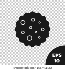 Black Cookie or biscuit with chocolate icon isolated on transparent background.  Vector Illustration