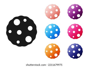 Black Cookie or biscuit with chocolate icon isolated on white background. Set icons colorful. Vector