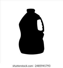 Black cooking oil bottle silhouette on white background. Oil bottle icon sign vector illustration design.