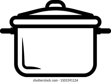 Black Cooking pot icon isolated on white background. Boil or stew food symbol.  Vector Illustration