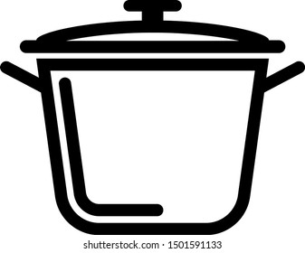 Black Cooking pot icon isolated on white background. Boil or stew food symbol.  Vector Illustration