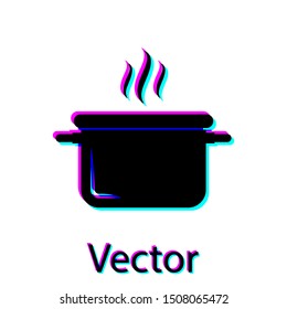 Black Cooking pot icon isolated on white background. Boil or stew food symbol.  Vector Illustration