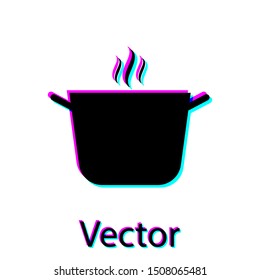Black Cooking pot icon isolated on white background. Boil or stew food symbol.  Vector Illustration