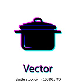 Black Cooking pot icon isolated on white background. Boil or stew food symbol.  Vector Illustration