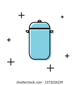 Black Cooking pot icon isolated on white background. Boil or stew food symbol.  Vector Illustration