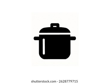 Black cooking pot icon for kitchen or food designs.
