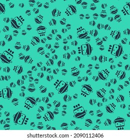 Black Cooking pot on fire icon isolated seamless pattern on green background. Boil or stew food symbol.  Vector