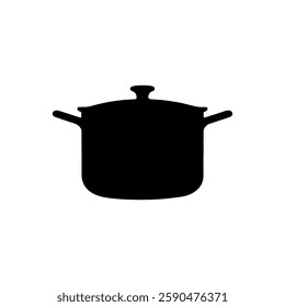 Black Cooking pot silhouette vector illustration on white background