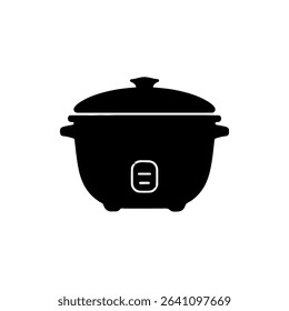 Black Cooking Pot with Steam Rising	
