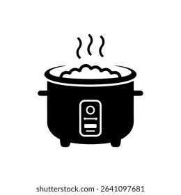 Black Cooking Pot with Steam Rising	
