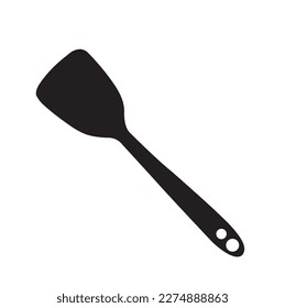 Black cooking spatula isolated on a white background with copy space