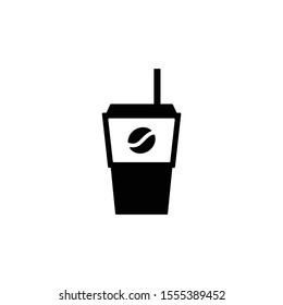 Black cool coffee cup icon on white background